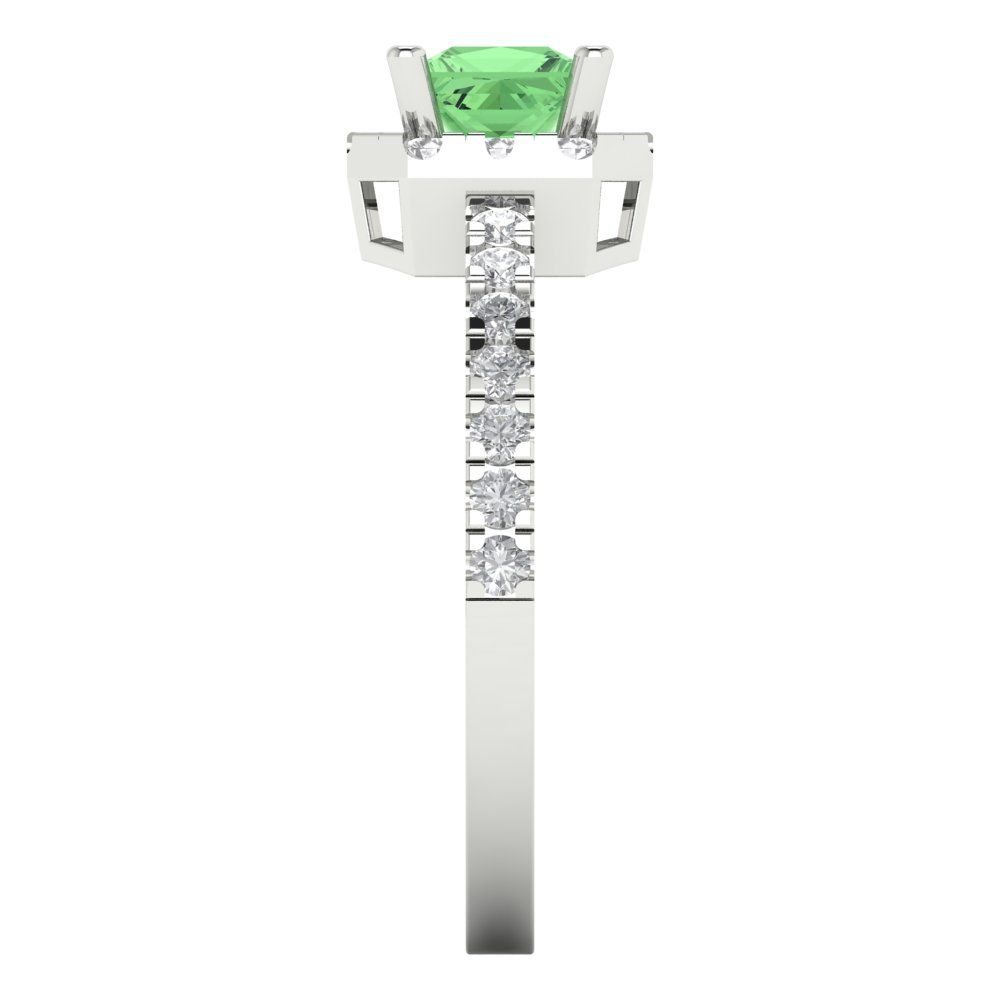 0.89 cttw Zirconia Simulated Green Diamond Hidden Halo Engagement Ring - Solid Gold (VVS1, Princess Cut,4.5mm)