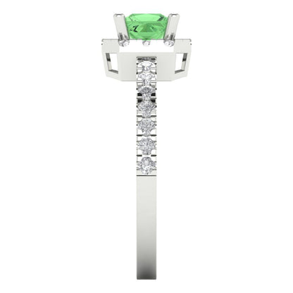 0.89 cttw Zirconia Simulated Green Diamond Hidden Halo Engagement Ring - Solid Gold (VVS1, Princess Cut,4.5mm)