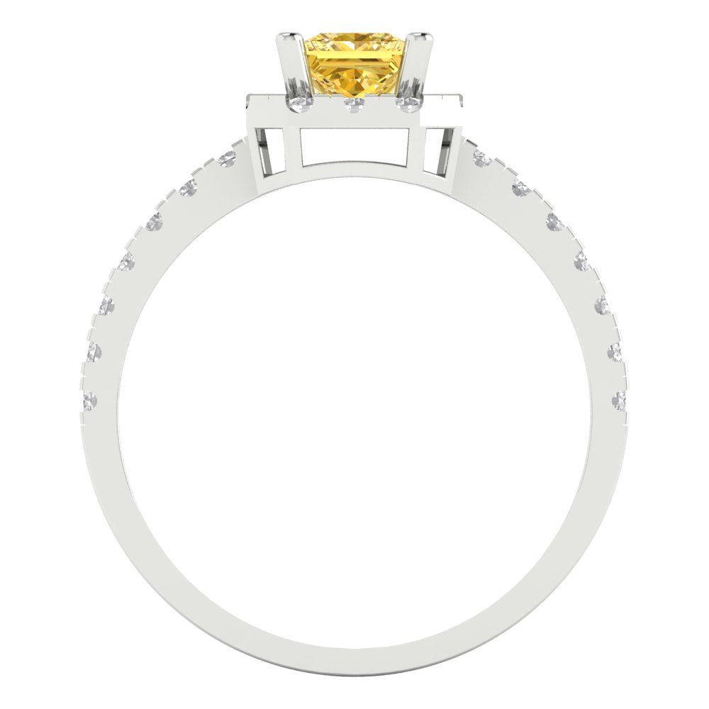 0.89 cttw Natural Citrine Hidden Halo Engagement Ring - Solid Gold (Princess Cut,4.5mm)