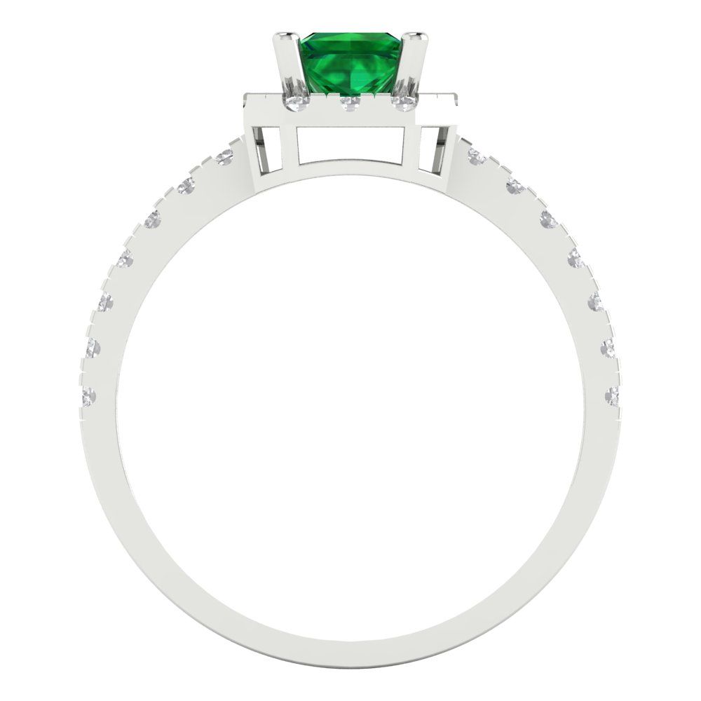 0.89 cttw Simulated Emerald Hidden Halo Engagement Ring - Solid Gold (Princess Cut,4.5mm)
