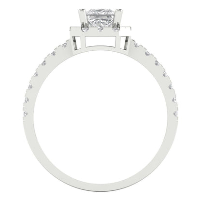 0.89 cttw White Sapphire Hidden Halo Engagement Ring - Solid Gold (Princess Cut,4.5mm)