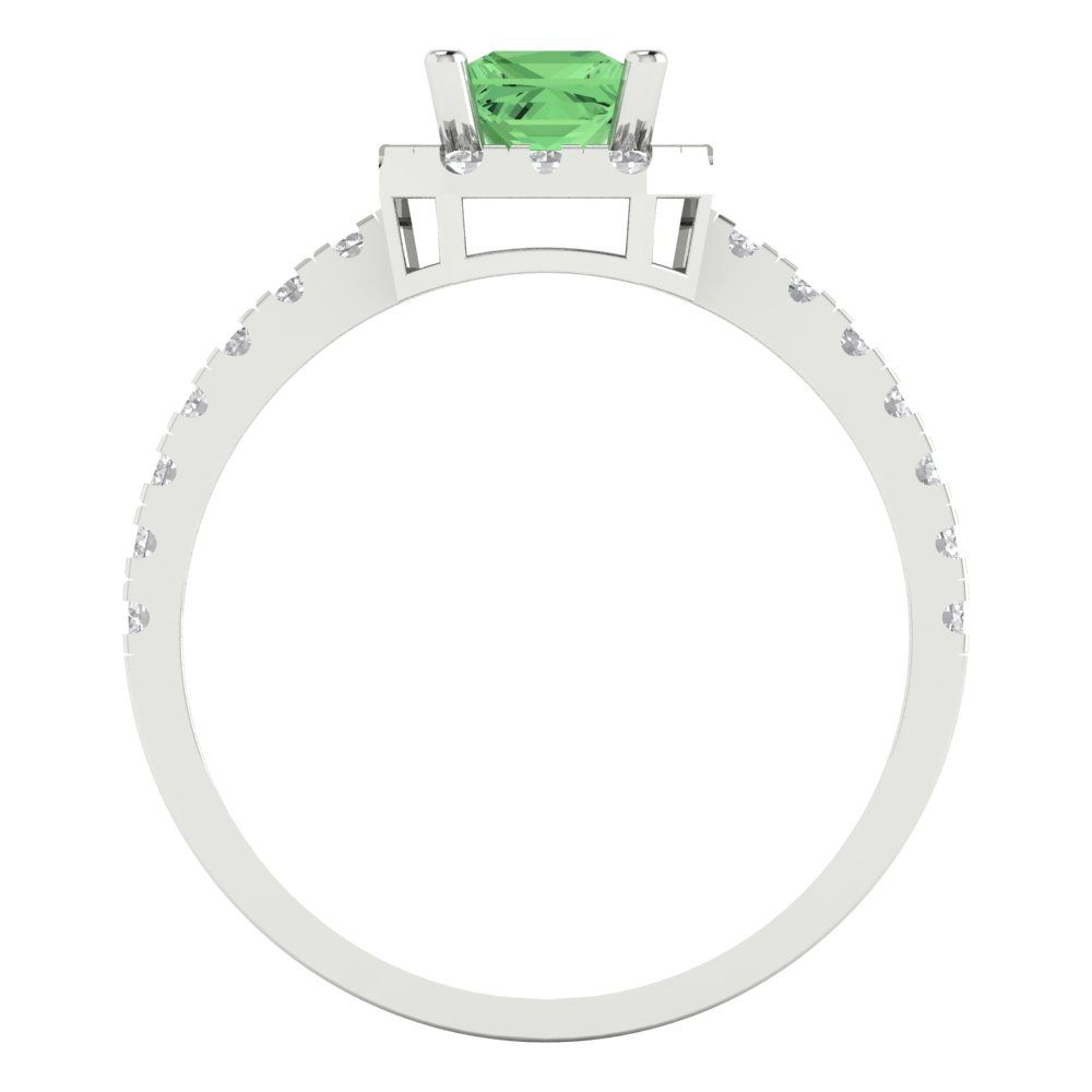 0.89 cttw Zirconia Simulated Green Diamond Hidden Halo Engagement Ring - Solid Gold (VVS1, Princess Cut,4.5mm)