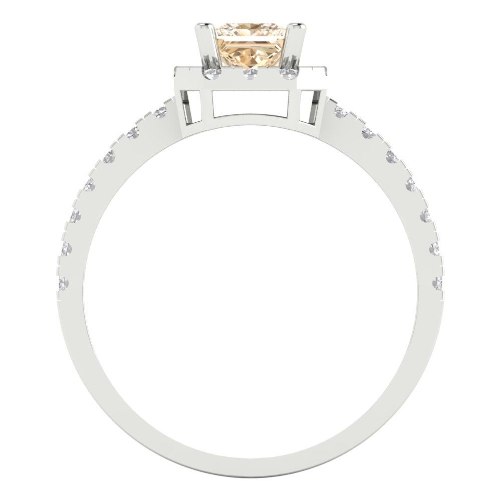 0.89 cttw Natural Morganite Hidden Halo Engagement Ring - Solid Gold (Princess Cut,4.5mm)