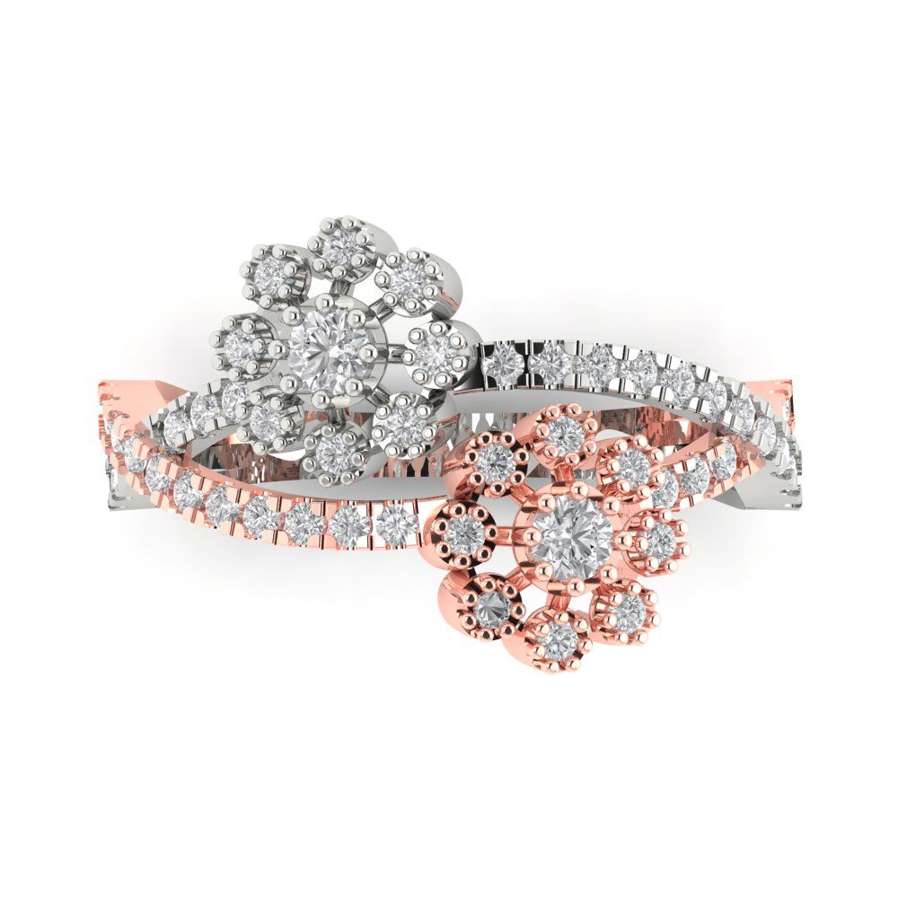 0.5 ct Brilliant Round Cut Natural Diamond Stone Clarity VS1-2 Color G-H White/Rose Gold Halo Solitaire with Accents Ring