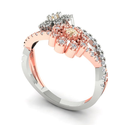 0.48 cttw Natural Morganite Hidden Halo Engagement Ring - Solid White/Rose Gold (VVS1, Round Cut,2.5mm)
