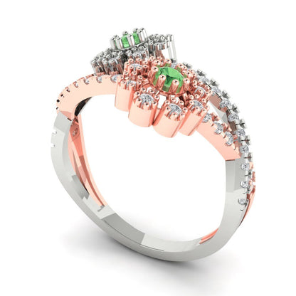 0.48 cttw Zirconia Simulated Green Diamond Hidden Halo Engagement Ring - Solid White/Rose Gold (VVS1, Round Cut,2.5mm)