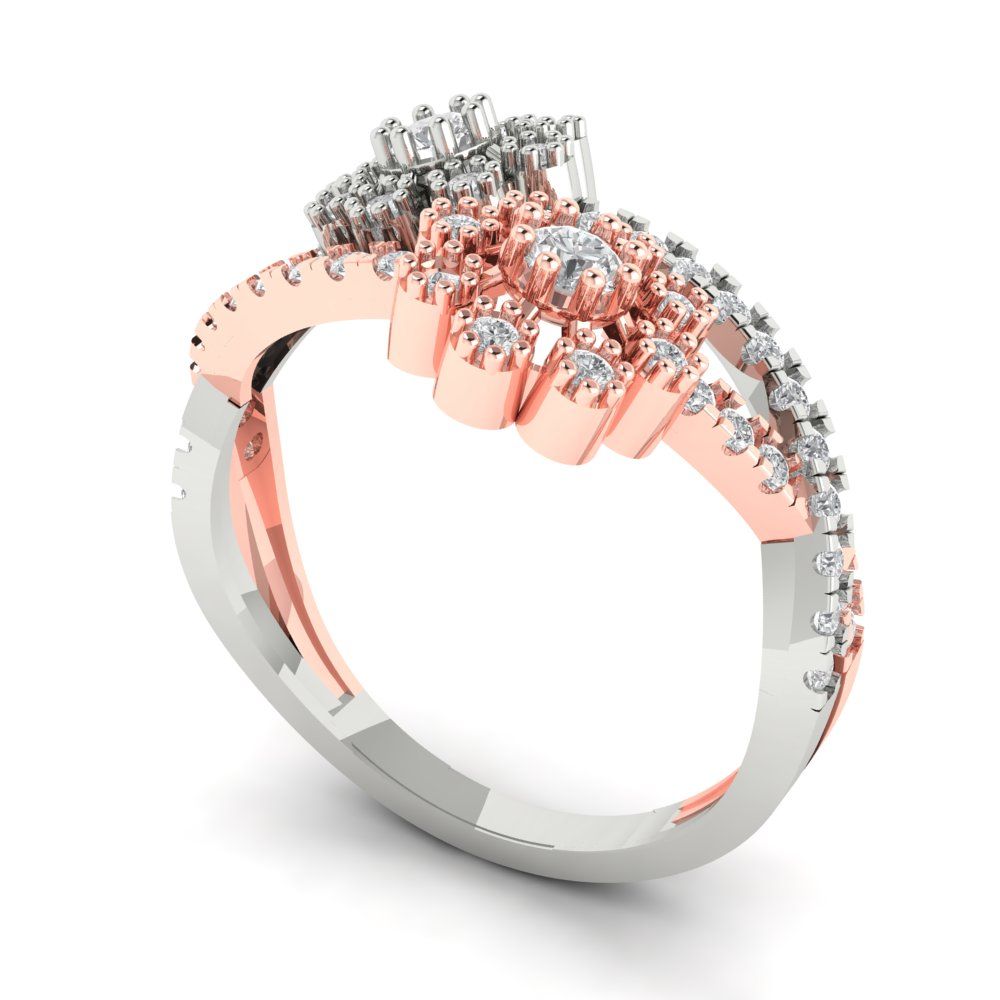 0.48 cttw Moissanite Hidden Halo Engagement Ring - Solid White/Rose Gold (VVS1, Round Cut,2.5mm)
