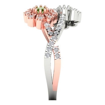 0.48 cttw Natural Peridot Hidden Halo Engagement Ring - Solid White/Rose Gold (VVS1, Round Cut,2.5mm)