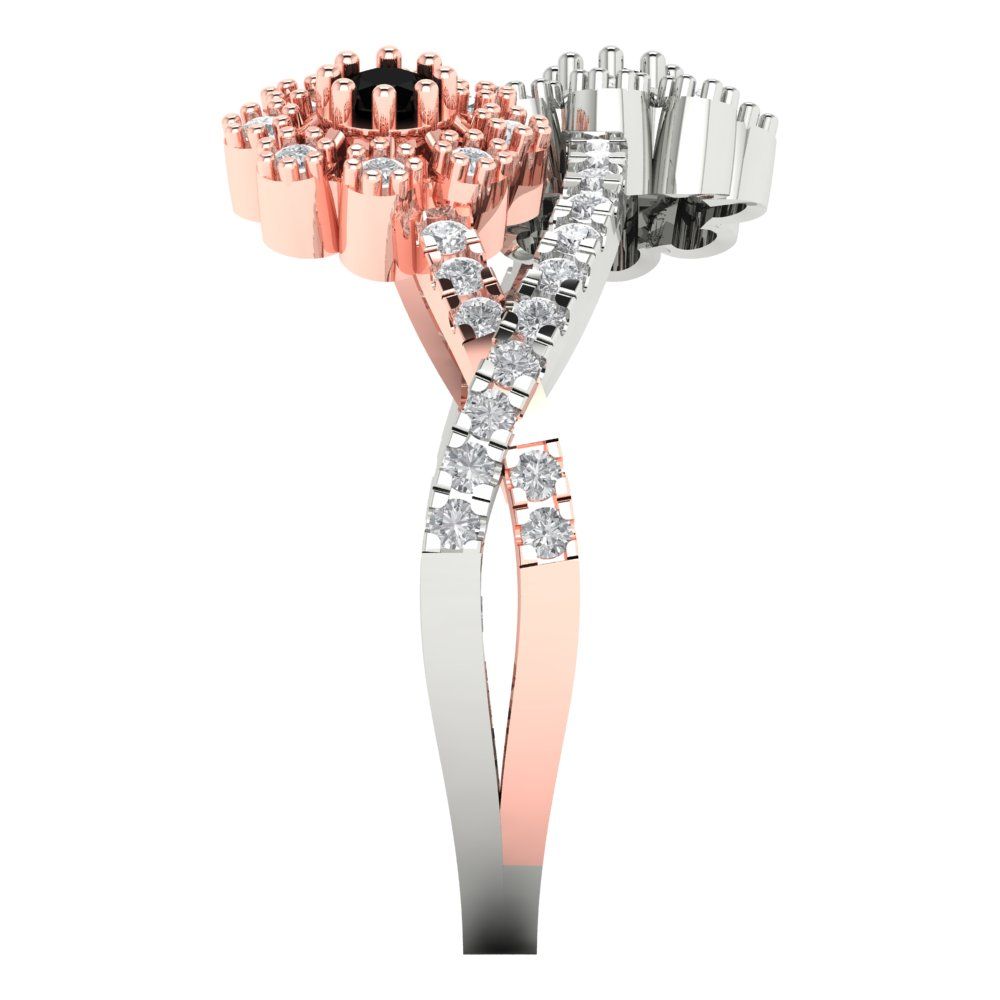 0.48 cttw Natural Onyx Hidden Halo Engagement Ring - Solid White/Rose Gold (VVS1, Round Cut,2.5mm)