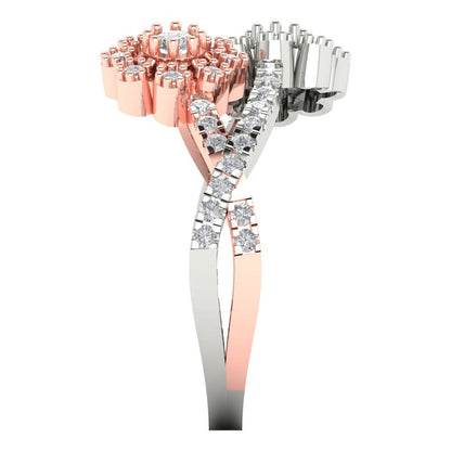 0.5 ct Brilliant Round Cut Natural Diamond Stone Clarity VS1-2 Color G-H White/Rose Gold Halo Solitaire with Accents Ring