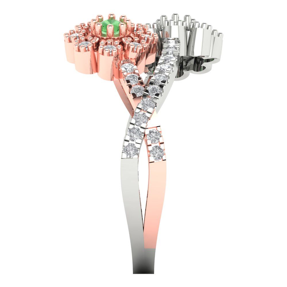 0.48 cttw Zirconia Simulated Green Diamond Hidden Halo Engagement Ring - Solid White/Rose Gold (VVS1, Round Cut,2.5mm)