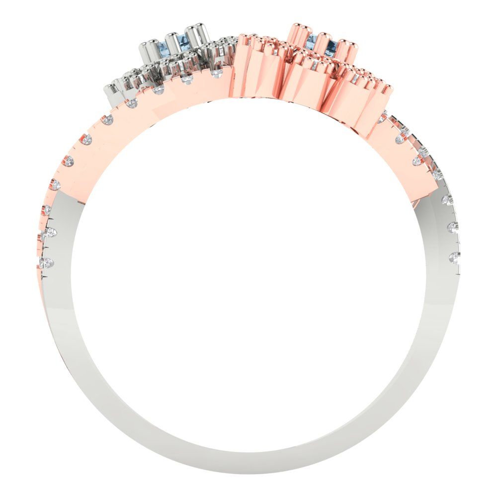 0.48 cttw Natural Aquamarine Hidden Halo Engagement Ring - Solid White/Rose Gold (VVS1, Round Cut,2.5mm)