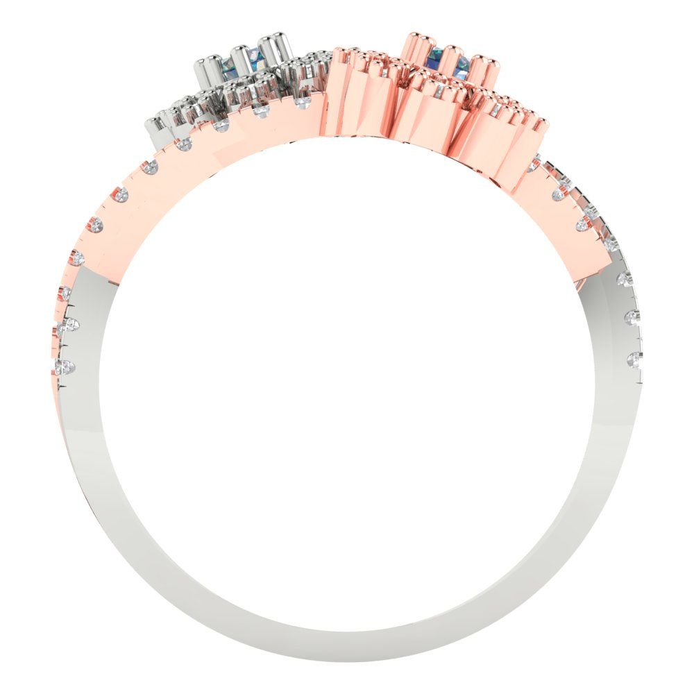 0.48 cttw Blue Moissanite Hidden Halo Engagement Ring - Solid White/Rose Gold (VVS1, Round Cut,2.5mm)