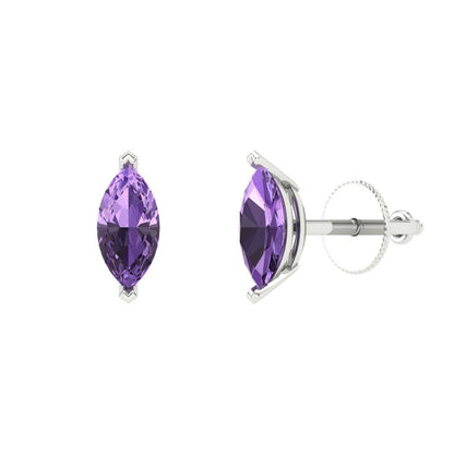 1cttw Alexandrite Gold-Plated 925 Silver Screw Back Stud Earrings
