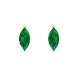 1 ct Brilliant Marquise Cut Solitaire Studs Simulated Emerald Stone White Gold Earrings Screw back