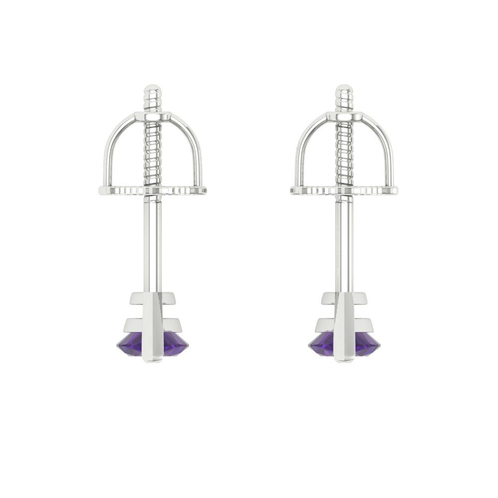 1cttw Amethyst Gold-Plated 925 Silver Screw Back Stud Earrings