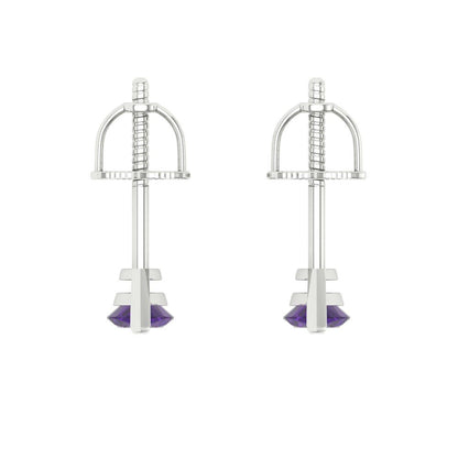 1cttw Amethyst Gold-Plated 925 Silver Screw Back Stud Earrings