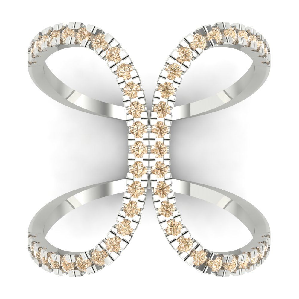 0.5 cttw Natural Morganite Statement Engagement Ring - Solid White Gold (VVS1, Round Cut,1.3mm)