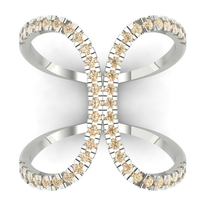 0.5 cttw Natural Morganite Statement Engagement Ring - Solid White Gold (VVS1, Round Cut,1.3mm)