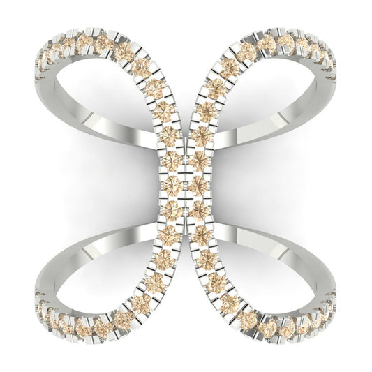 0.5 cttw Natural Morganite Statement Engagement Ring - Solid White Gold (VVS1, Round Cut,1.3mm)