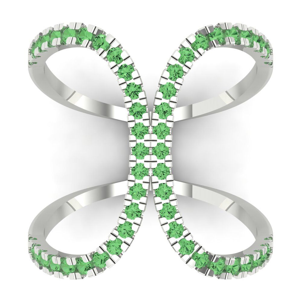 0.5 cttw Zirconia Simulated Green Diamond Statement Engagement Ring - Solid White Gold (VVS1, Round Cut,1.3mm)