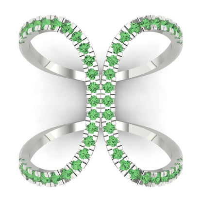 0.5 cttw Zirconia Simulated Green Diamond Statement Engagement Ring - Solid White Gold (VVS1, Round Cut,1.3mm)
