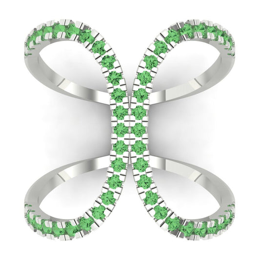 0.5 cttw Zirconia Simulated Green Diamond Statement Engagement Ring - Solid White Gold (VVS1, Round Cut,1.3mm)