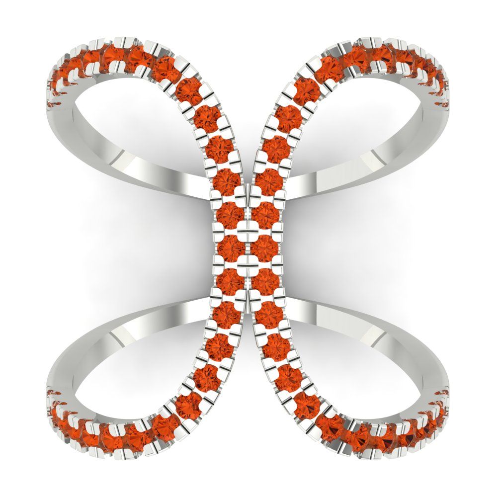 0.5 cttw Zirconia Simulated Red Diamond Statement Engagement Ring - Solid White Gold (VVS1, Round Cut,1.3mm)