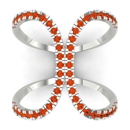 0.5 cttw Zirconia Simulated Red Diamond Statement Engagement Ring - Solid White Gold (VVS1, Round Cut,1.3mm)