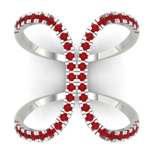 0.5 cttw Simulated Ruby Statement Engagement Ring - Solid White Gold (VVS1, Round Cut,1.3mm)