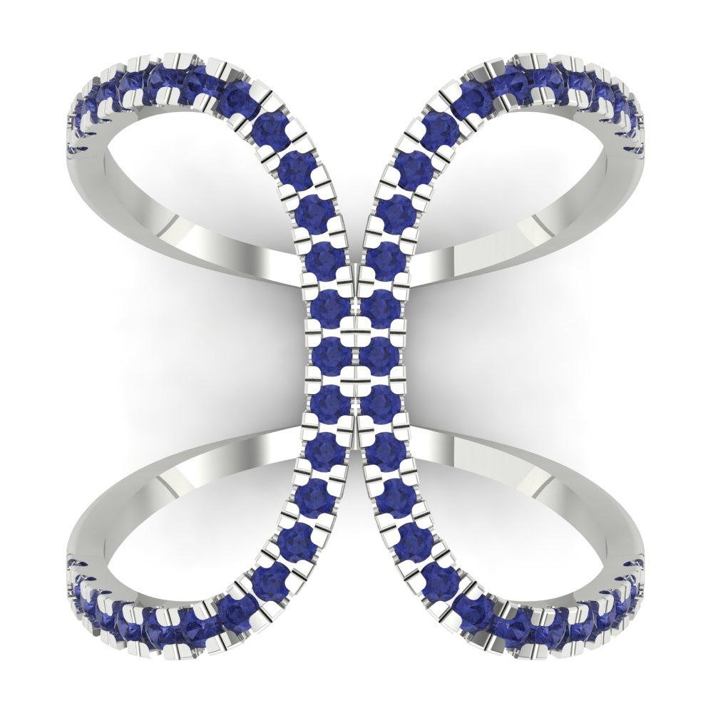 0.5 cttw Simulated Tanzanite Statement Engagement Ring - Solid White Gold (VVS1, Round Cut,1.3mm)