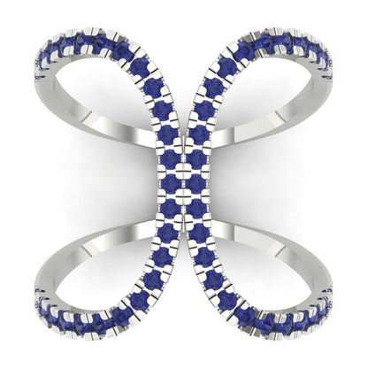 0.5 cttw Simulated Tanzanite Statement Engagement Ring - Solid White Gold (VVS1, Round Cut,1.3mm)