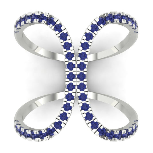 0.5 cttw Simulated Tanzanite Statement Engagement Ring - Solid White Gold (VVS1, Round Cut,1.3mm)