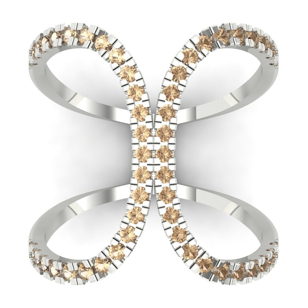 0.5 cttw Yellow Moissanite Statement Engagement Ring - Solid White Gold (VVS1, Round Cut,1.3mm)
