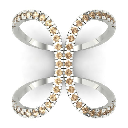 0.5 cttw Yellow Moissanite Statement Engagement Ring - Solid White Gold (VVS1, Round Cut,1.3mm)