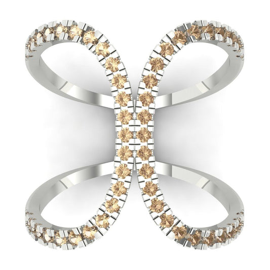 0.5 cttw Yellow Moissanite Statement Engagement Ring - Solid White Gold (VVS1, Round Cut,1.3mm)