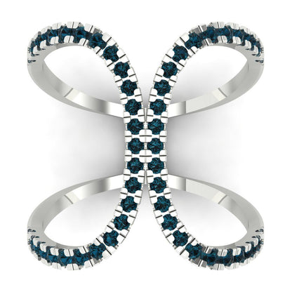 0.5 cttw Natural London Blue Topaz Statement Engagement Ring - Solid White Gold (VVS1, Round Cut,1.3mm)