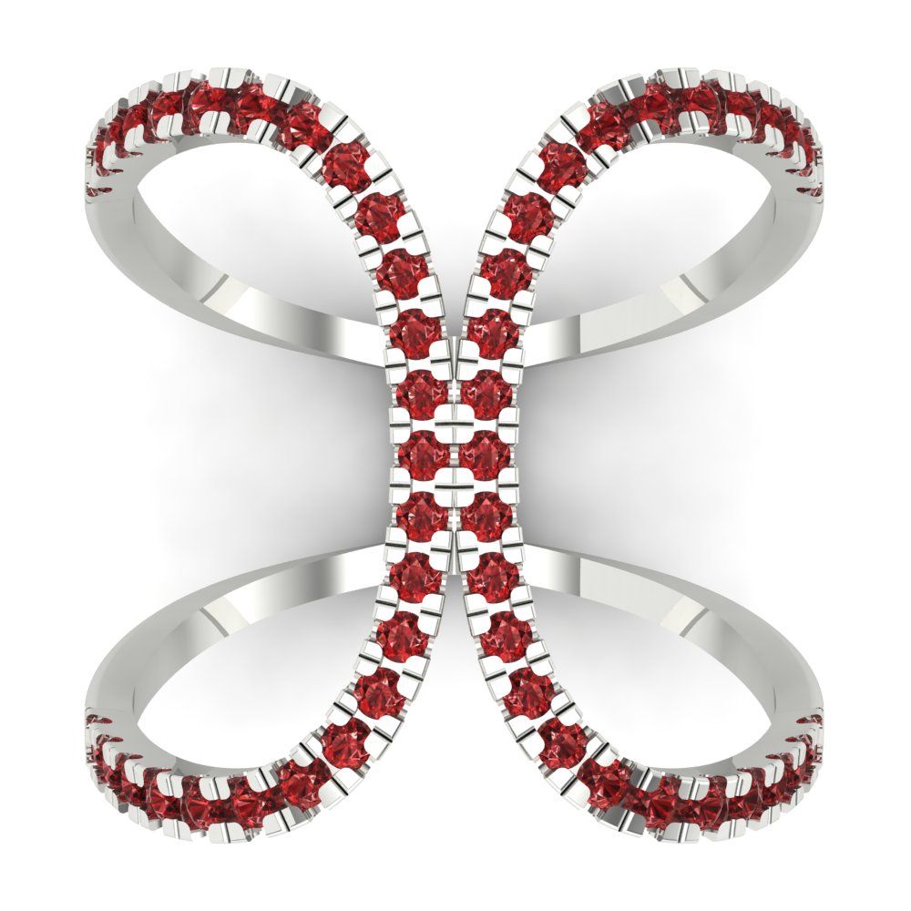 0.5 cttw Natural Garnet Statement Engagement Ring - Solid White Gold (VVS1, Round Cut,1.3mm)