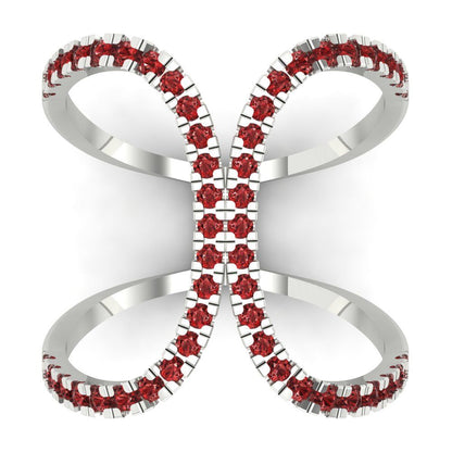 0.5 cttw Natural Garnet Statement Engagement Ring - Solid White Gold (VVS1, Round Cut,1.3mm)