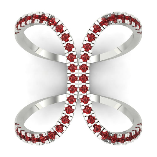 0.5 cttw Natural Garnet Statement Engagement Ring - Solid White Gold (VVS1, Round Cut,1.3mm)