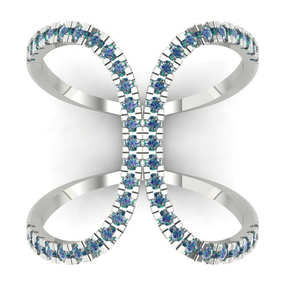0.5 cttw Blue Moissanite Statement Engagement Ring - Solid White Gold (VVS1, Round Cut,1.3mm)