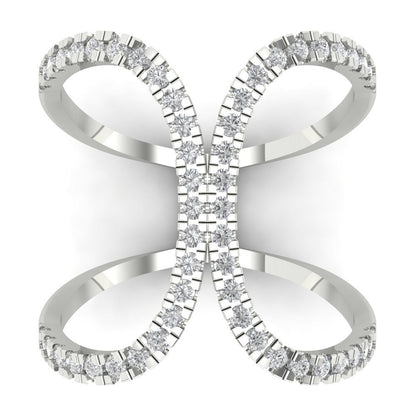 0.5 cttw Moissanite Statement Engagement Ring - Solid White Gold (VVS1, Round Cut,1.3mm)