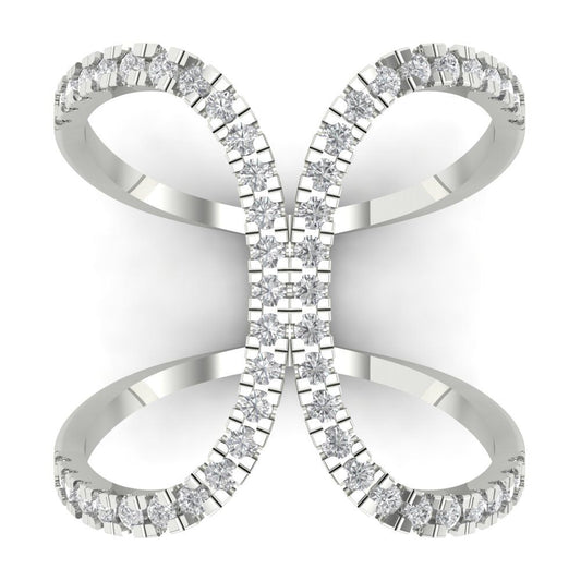 0.5 cttw Moissanite Statement Engagement Ring - Solid White Gold (VVS1, Round Cut,1.3mm)