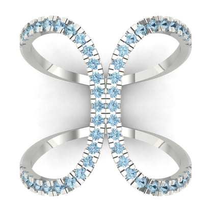 0.5 cttw Natural Aquamarine Statement Engagement Ring - Solid White Gold (VVS1, Round Cut,1.3mm)