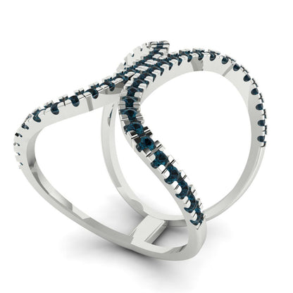 0.5 cttw Natural London Blue Topaz Statement Engagement Ring - Solid White Gold (VVS1, Round Cut,1.3mm)