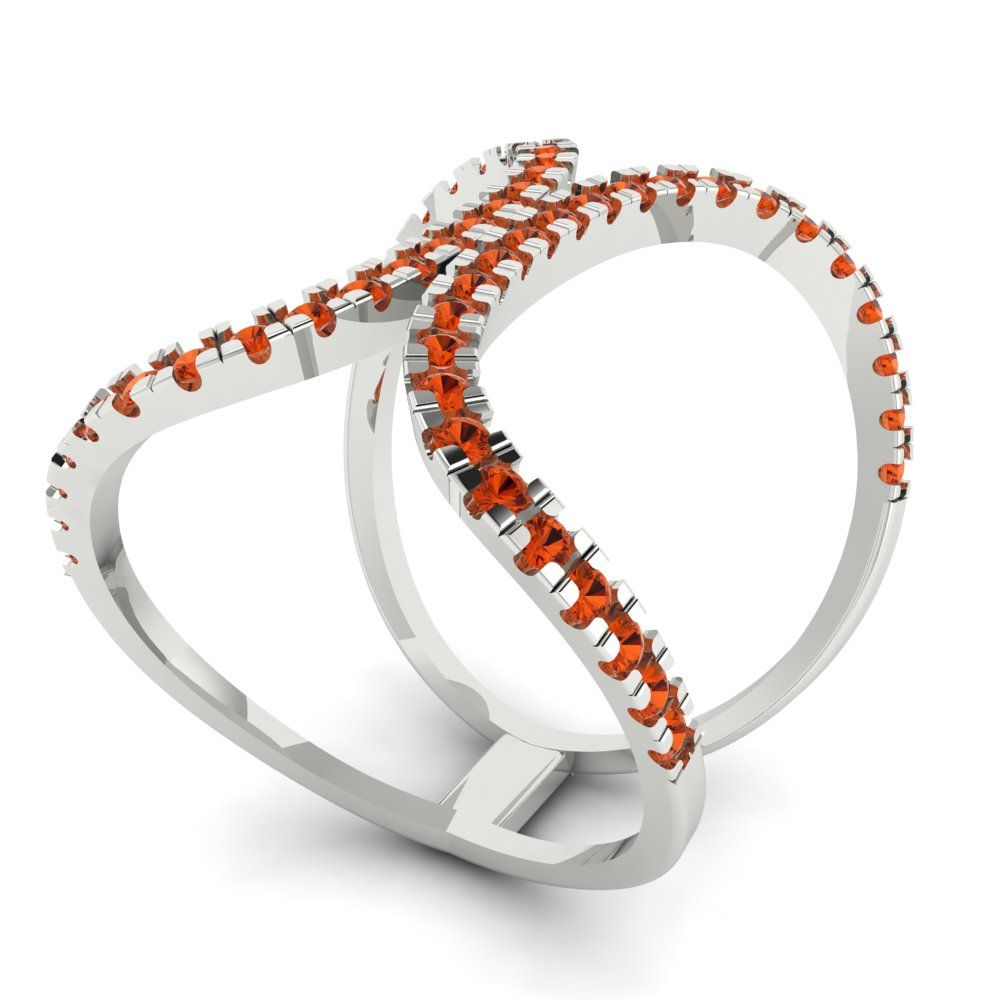 0.5 cttw Zirconia Simulated Red Diamond Statement Engagement Ring - Solid White Gold (VVS1, Round Cut,1.3mm)