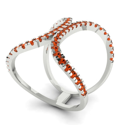 0.5 cttw Zirconia Simulated Red Diamond Statement Engagement Ring - Solid White Gold (VVS1, Round Cut,1.3mm)