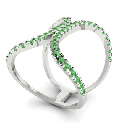 0.5 cttw Zirconia Simulated Green Diamond Statement Engagement Ring - Solid White Gold (VVS1, Round Cut,1.3mm)