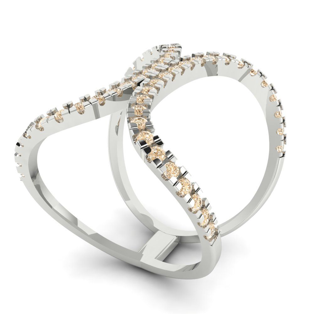 0.5 cttw Natural Morganite Statement Engagement Ring - Solid White Gold (VVS1, Round Cut,1.3mm)
