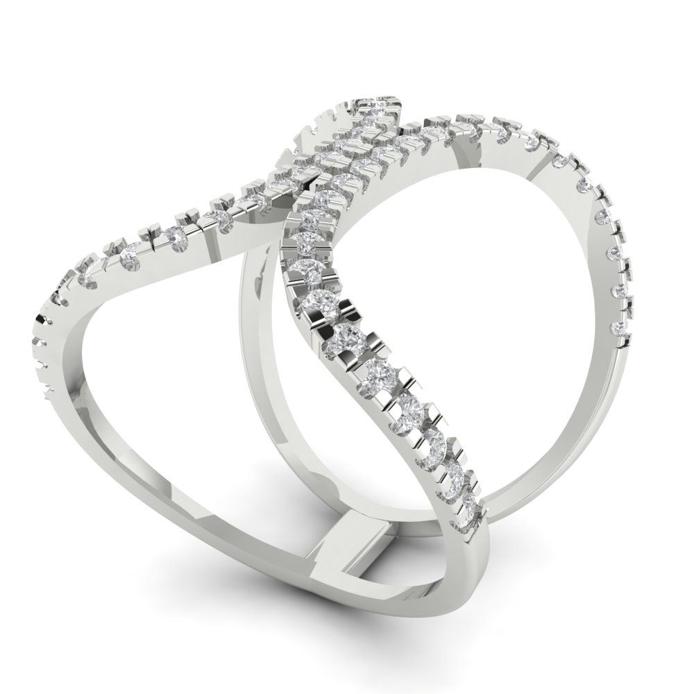 0.5 cttw Moissanite Statement Engagement Ring - Solid White Gold (VVS1, Round Cut,1.3mm)
